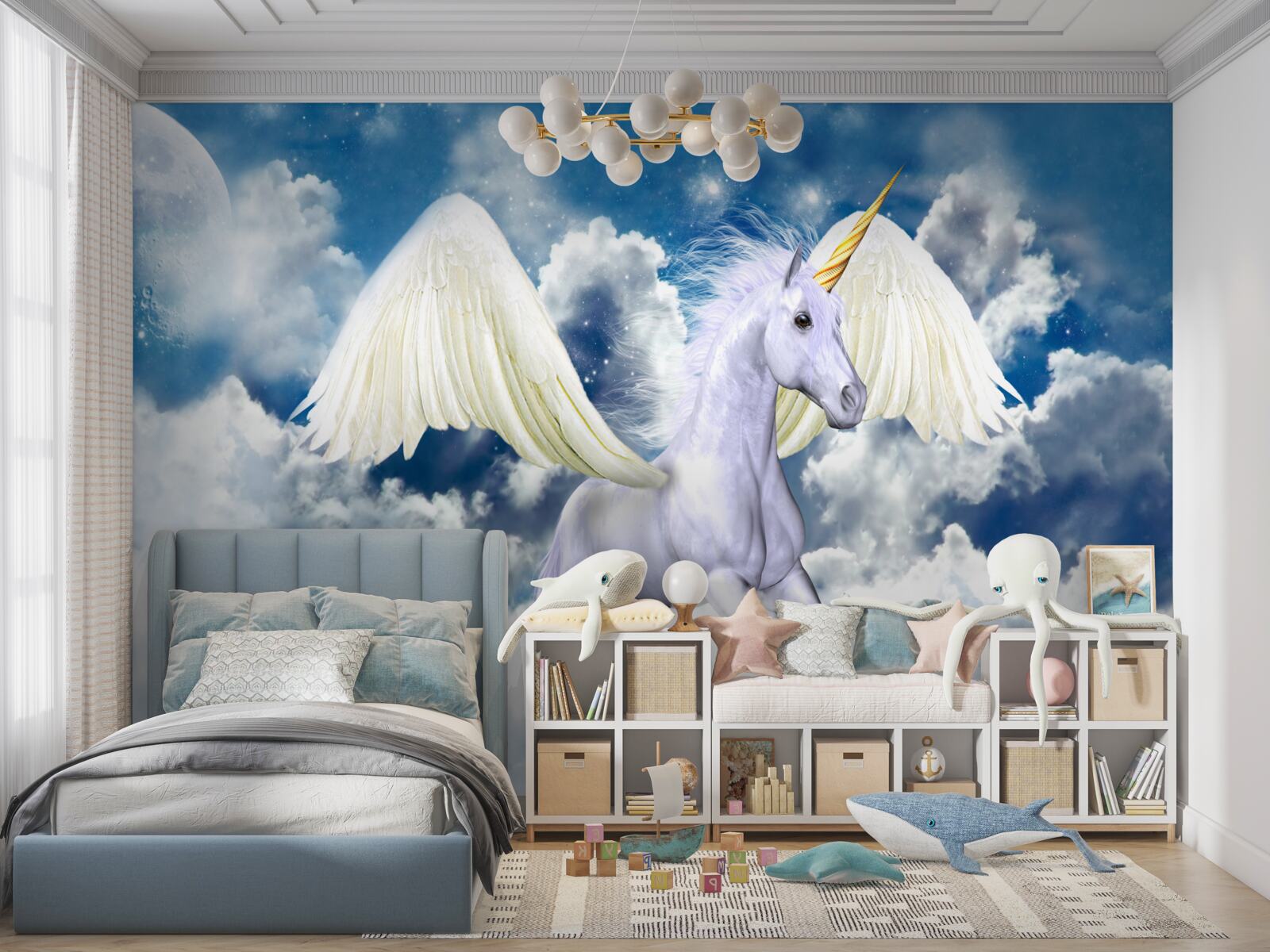 Fototapeta pegaz latający wśród chmur