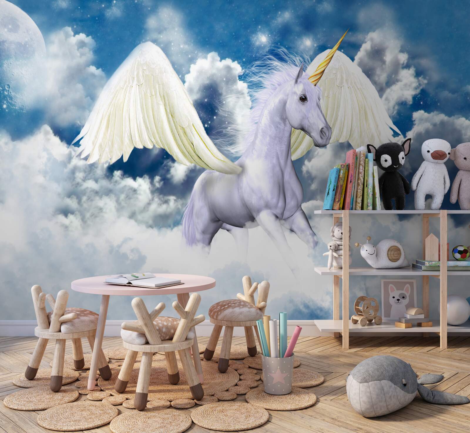 Fototapeta pegaz latający wśród chmur