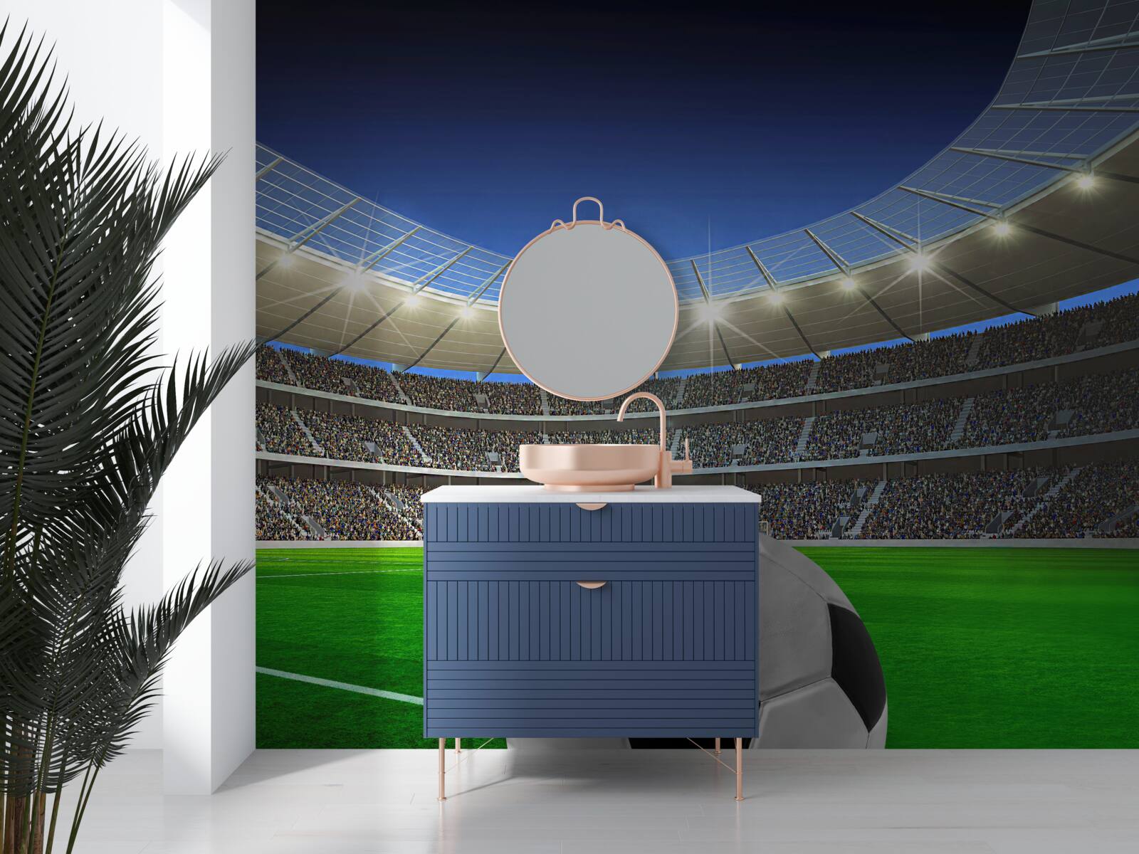 Fototapeta na arenie znajduje się boisko do piłki nożnej z piłką