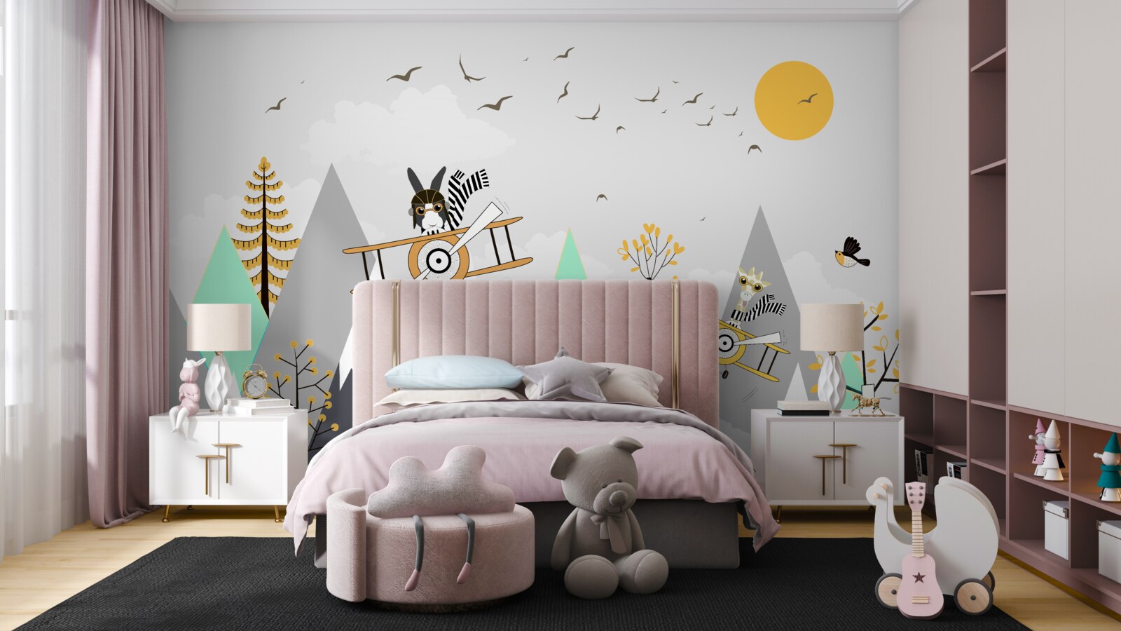 Fototapeta zwierzęta krążą nad górami