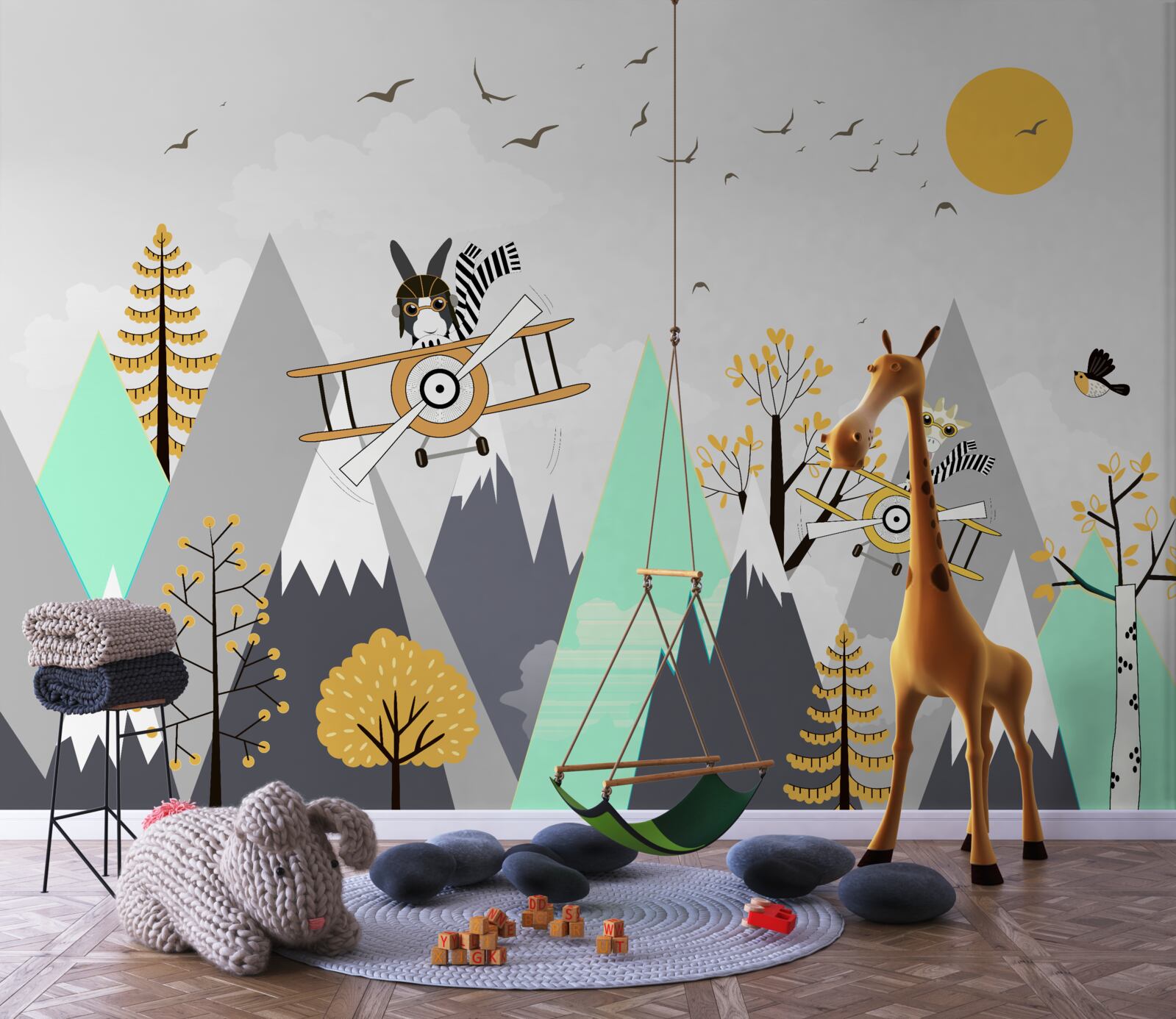 Fototapeta zwierzęta krążą nad górami