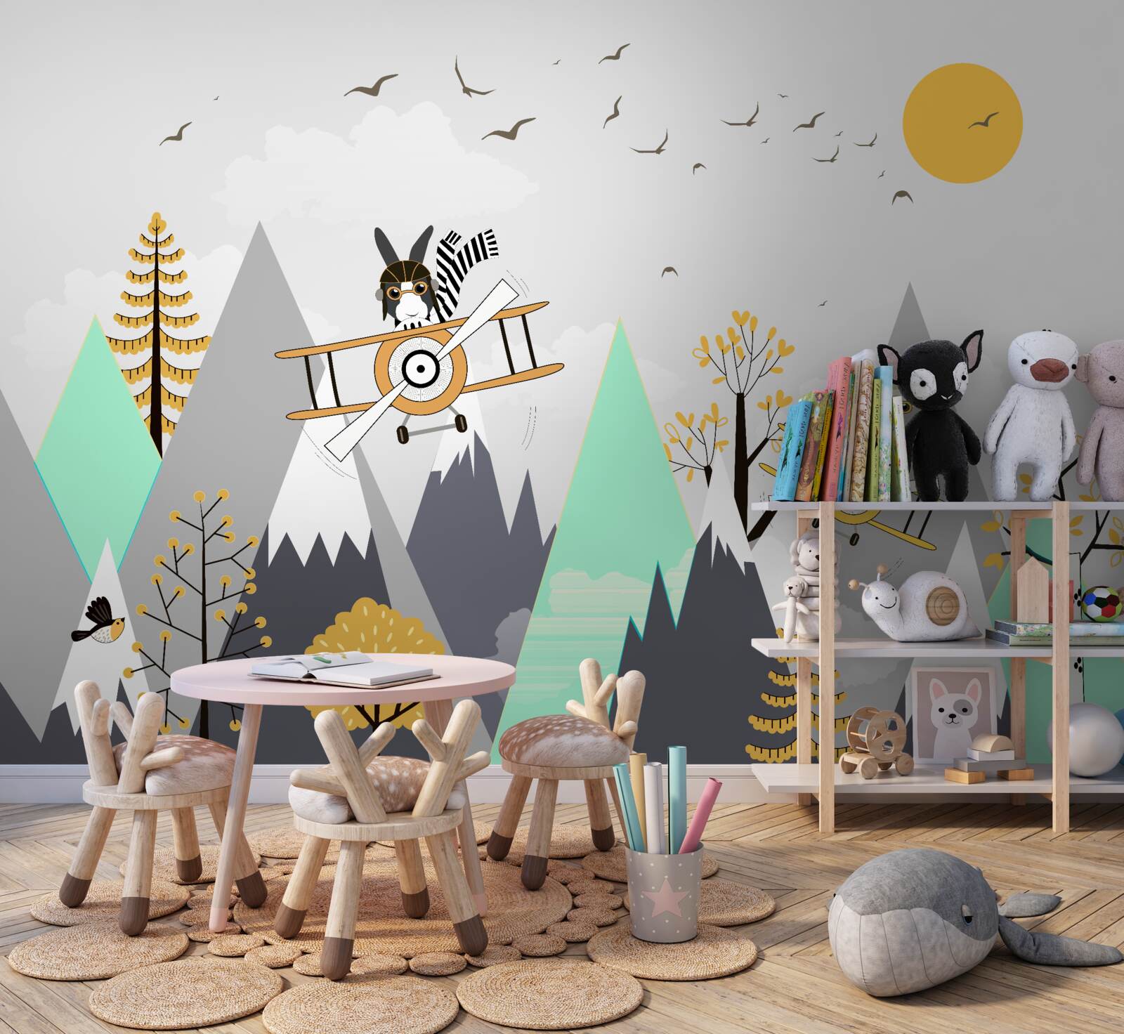 Fototapeta zwierzęta krążą nad górami