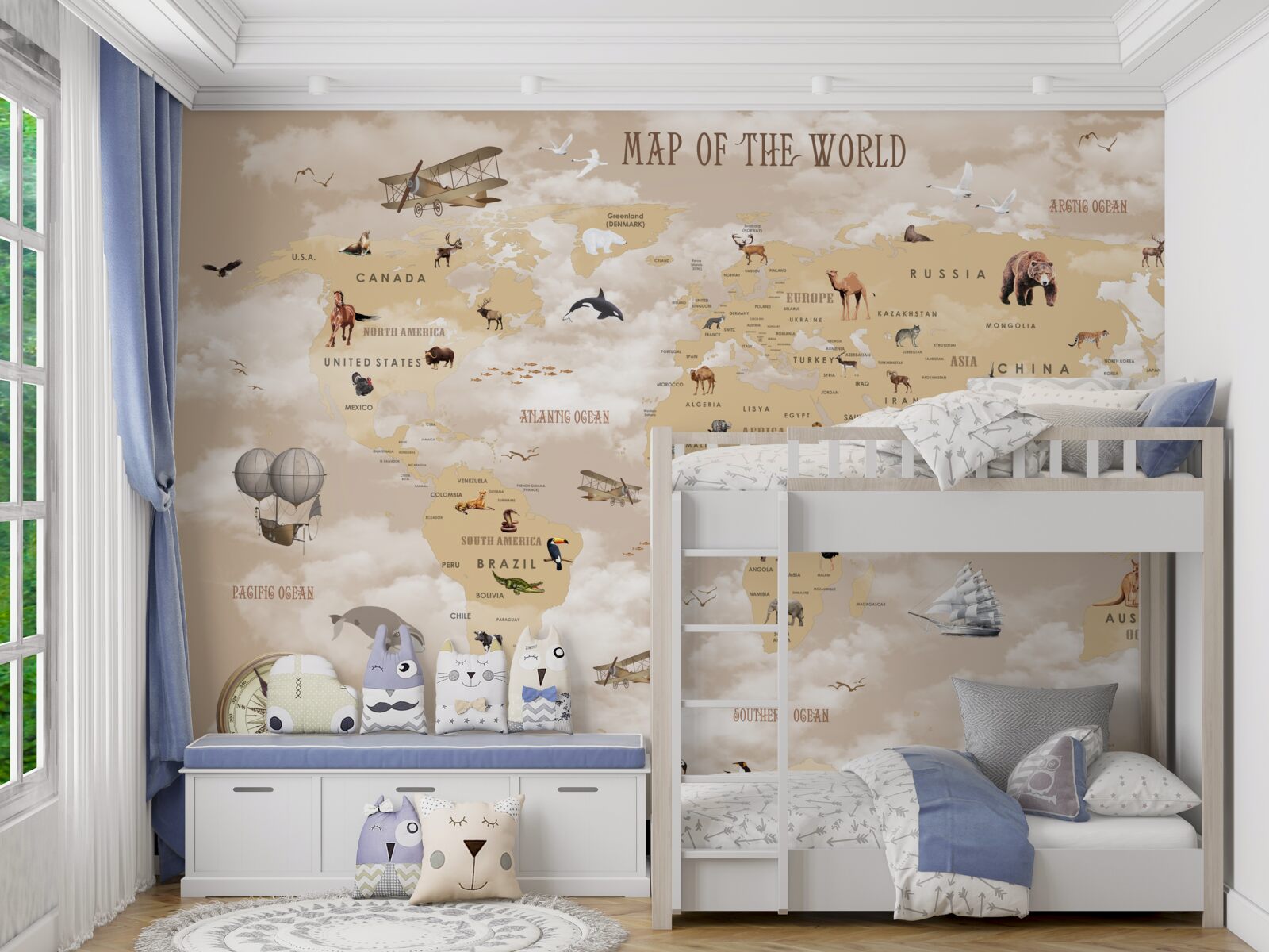 Fototapeta mapa świata w odcieniach brązu