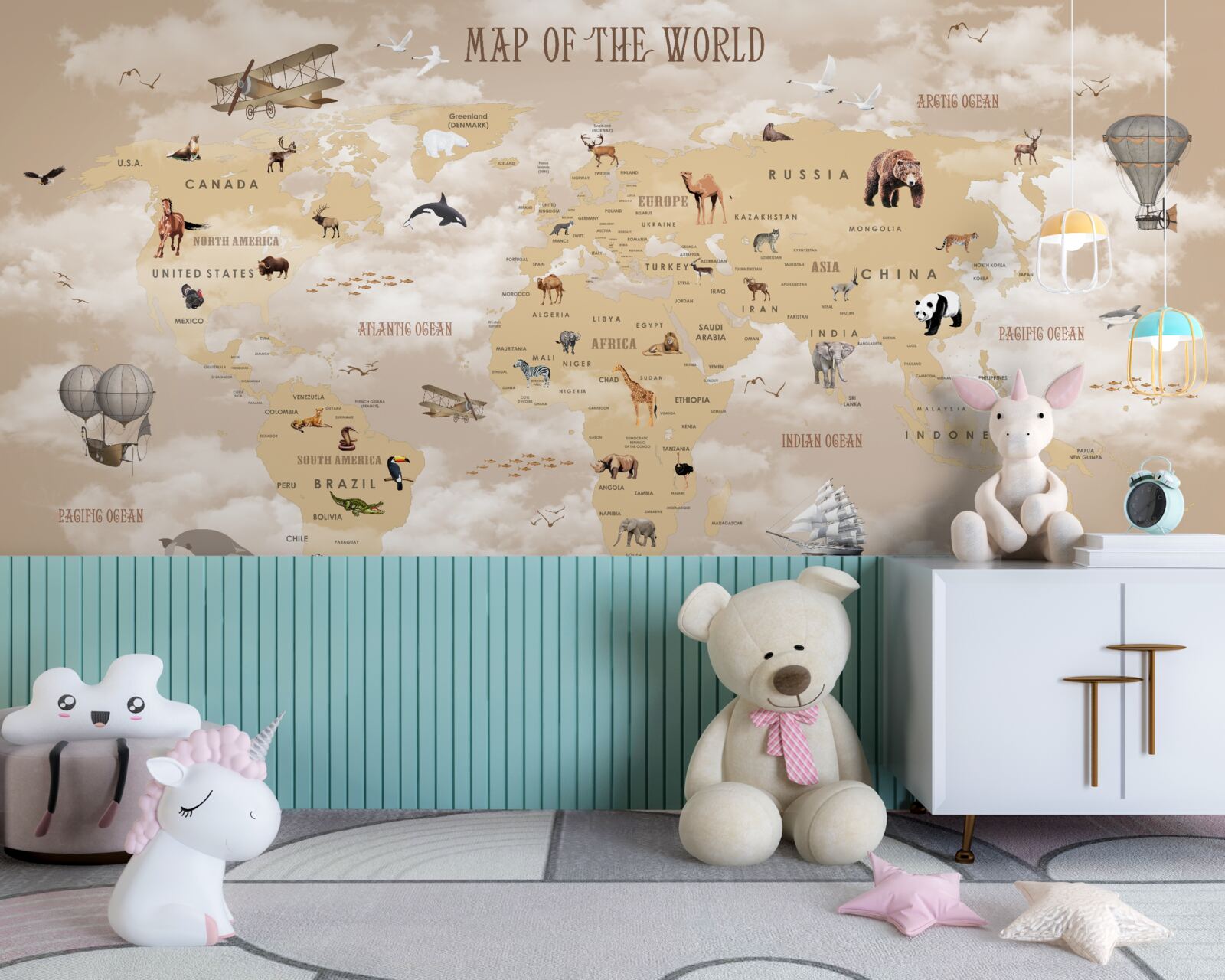 Fototapeta mapa świata w odcieniach brązu