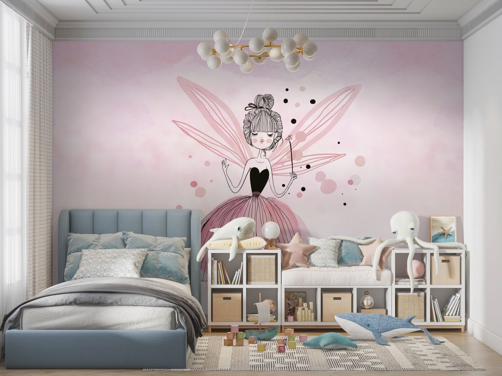 Fototapeta wróżka na różowym tle