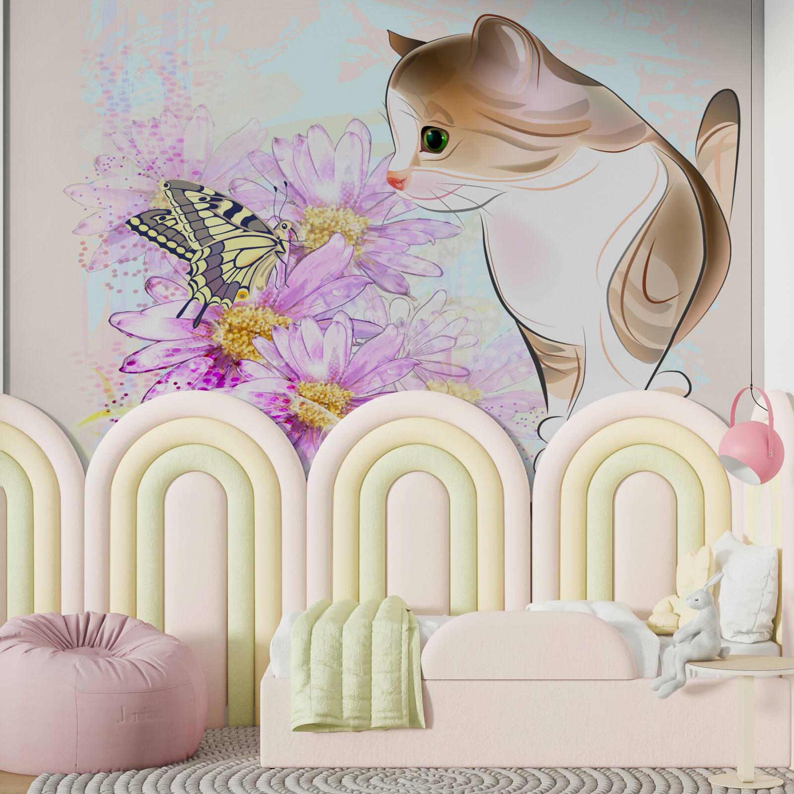 Fototapeta motyl przyciągnął uwagę kota