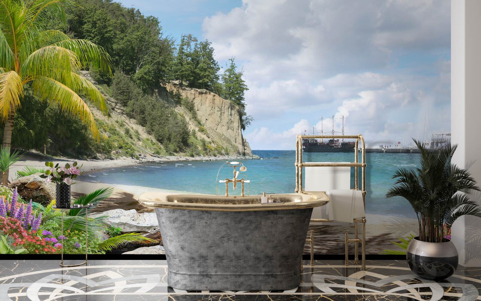 Fototapeta port ze statkami