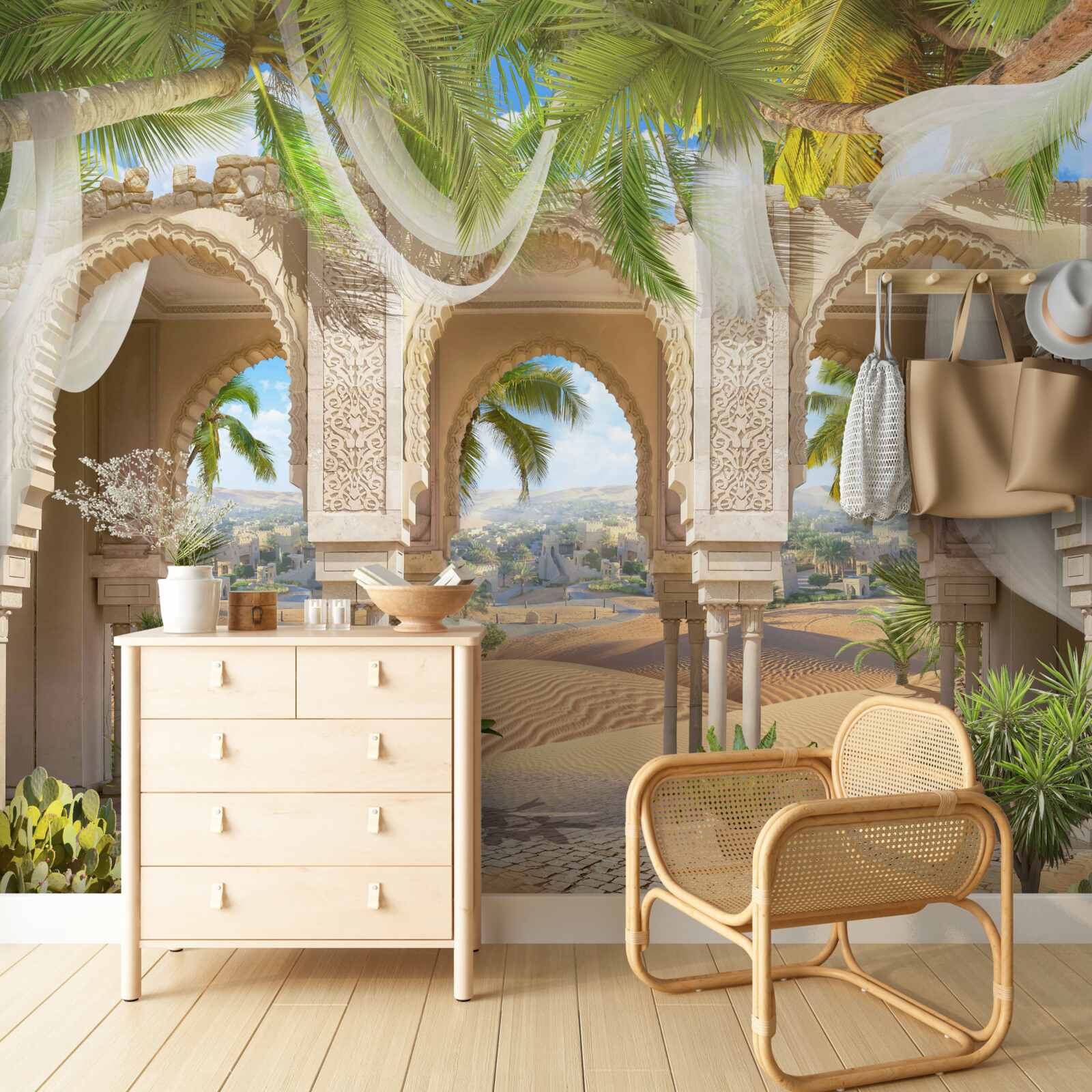 Fototapeta panorama pustyni z pałacu