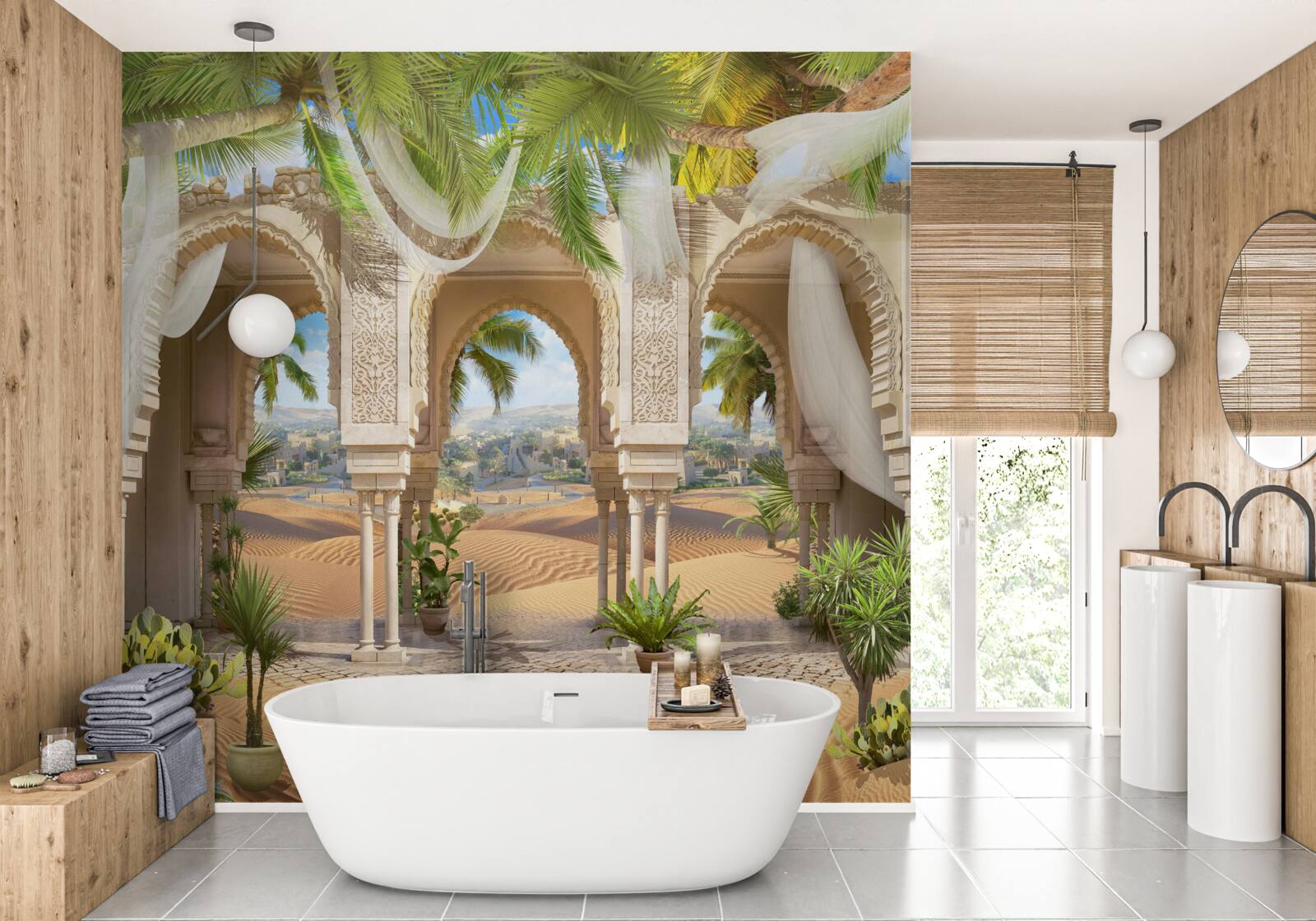 Fototapeta panorama pustyni z pałacu