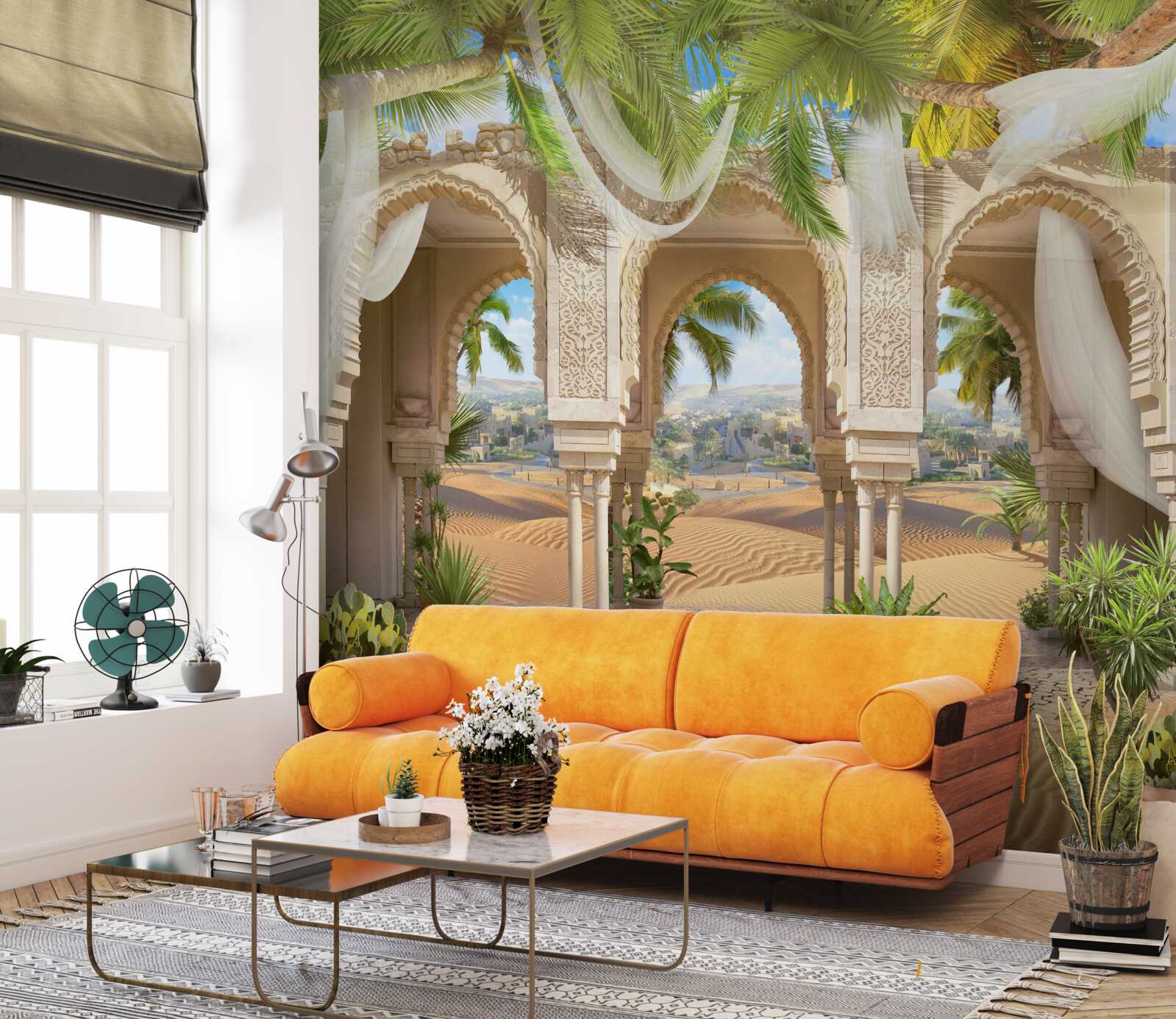 Fototapeta panorama pustyni z pałacu