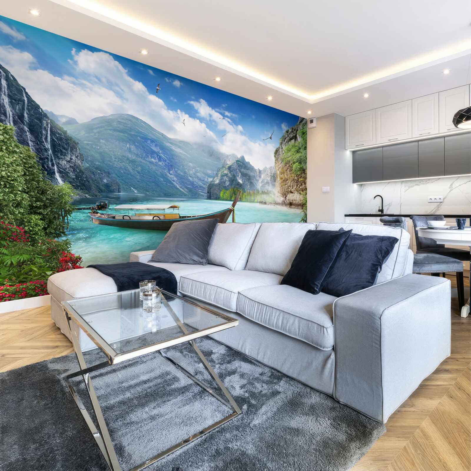 Fototapeta łódź na jeziorze w górach