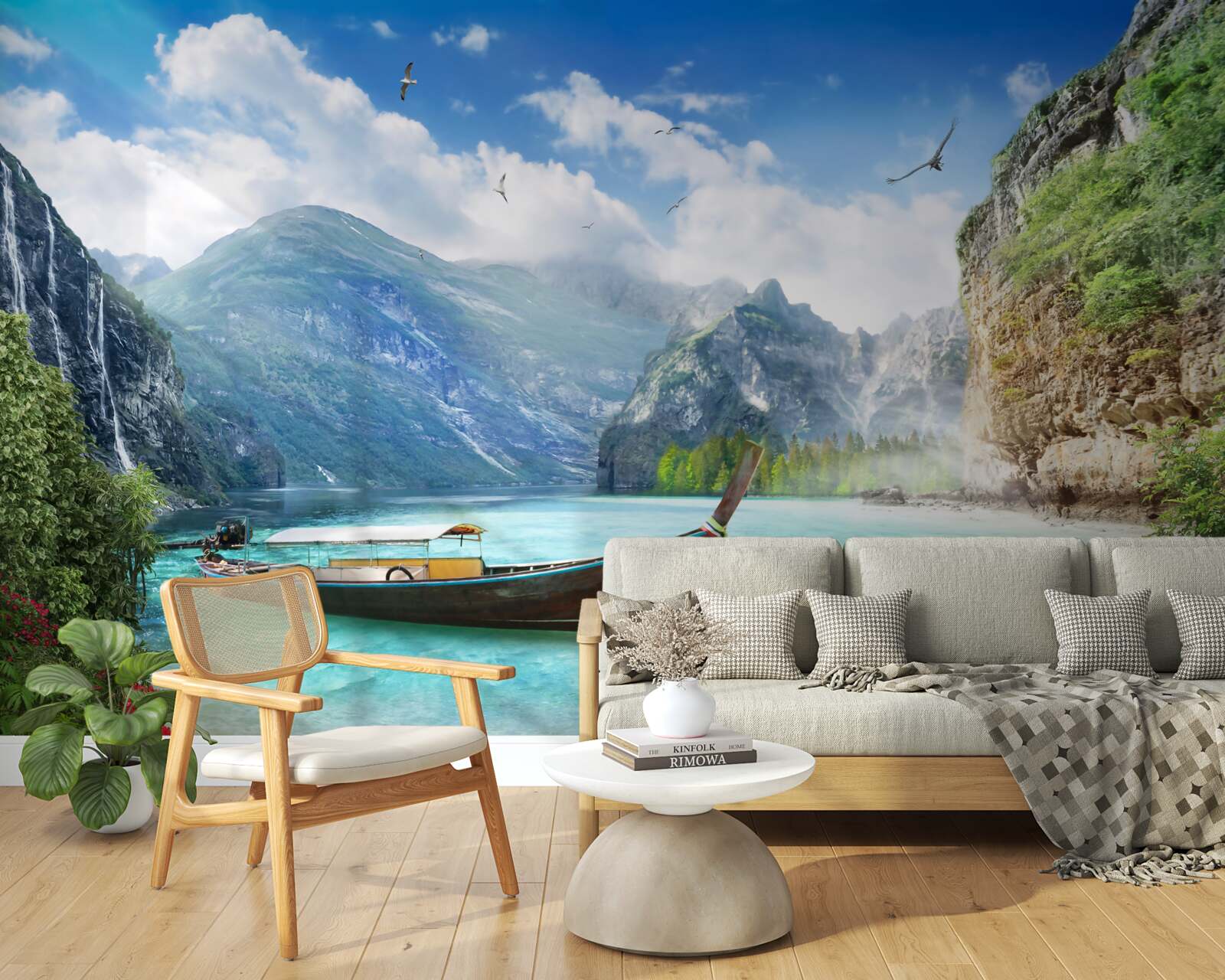 Fototapeta łódź na jeziorze w górach