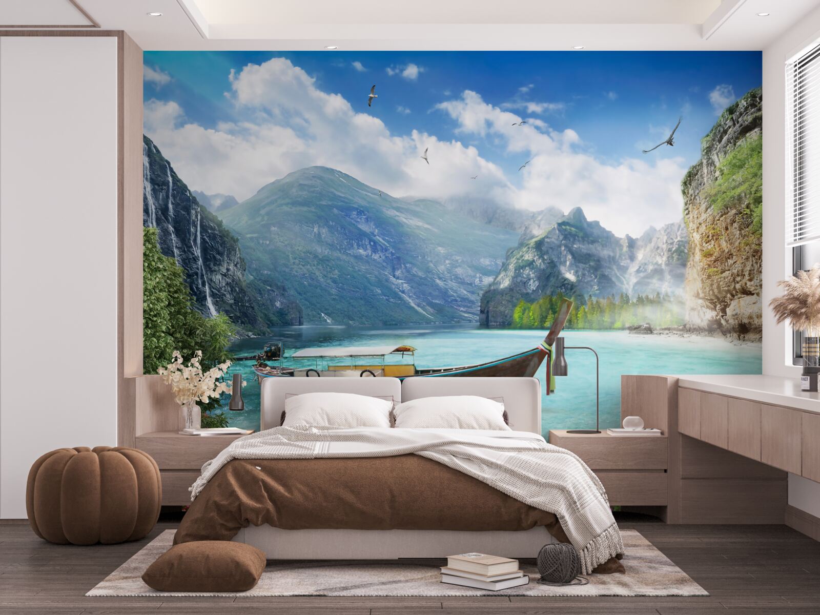 Fototapeta łódź na jeziorze w górach