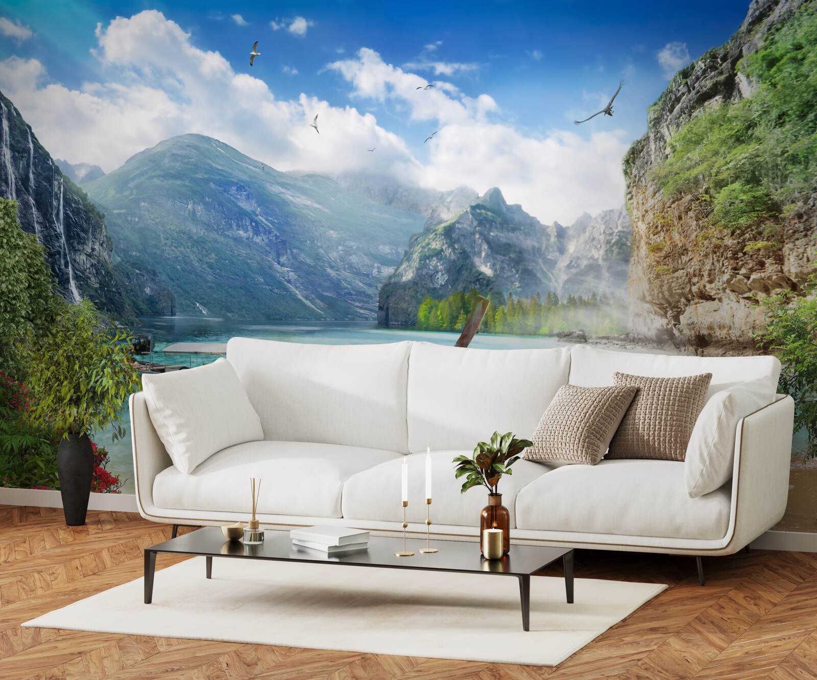 Fototapeta łódź na jeziorze w górach