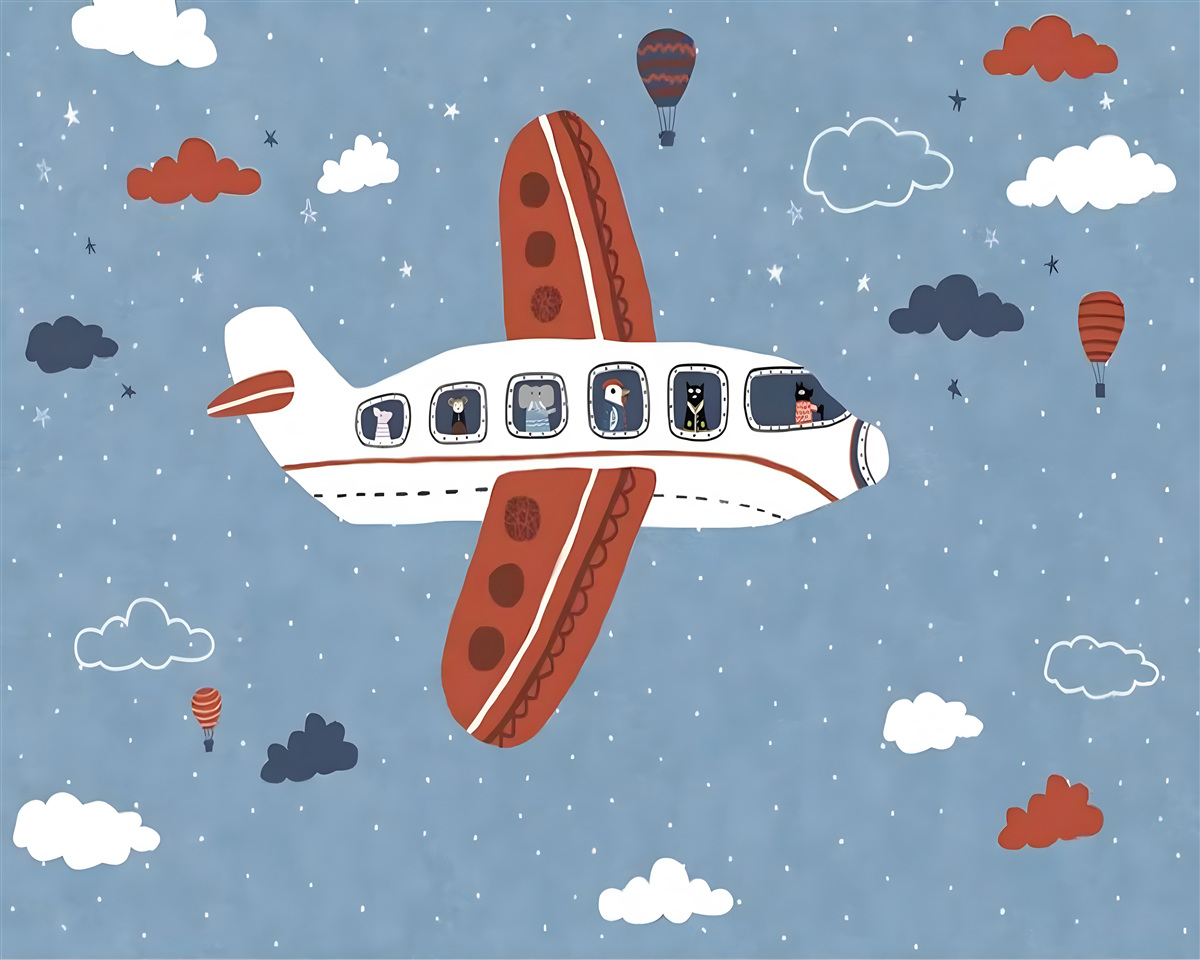 Fototapeta zwierzęta wyglądają przez okna samolotu