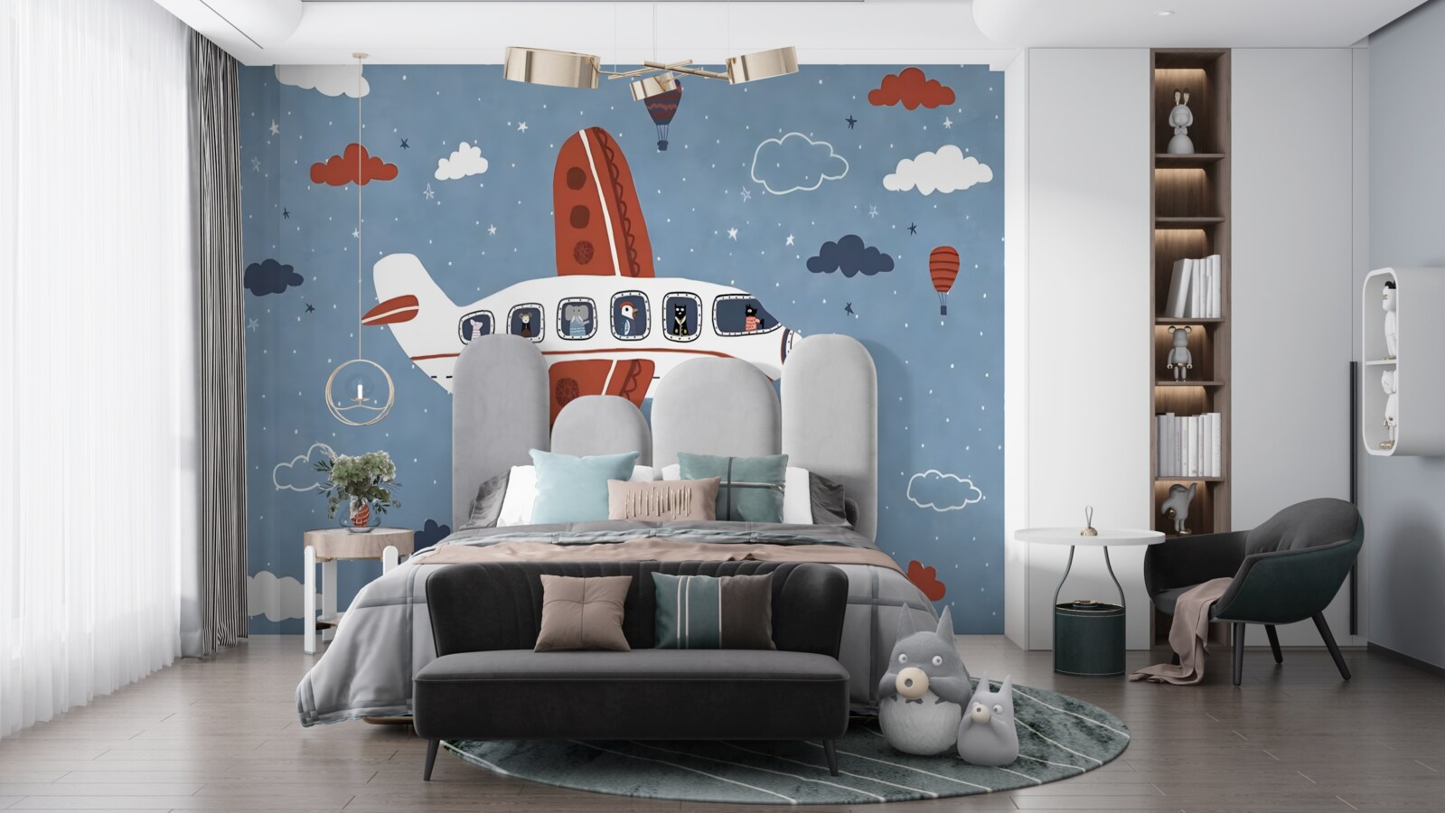 Fototapeta zwierzęta wyglądają przez okna samolotu