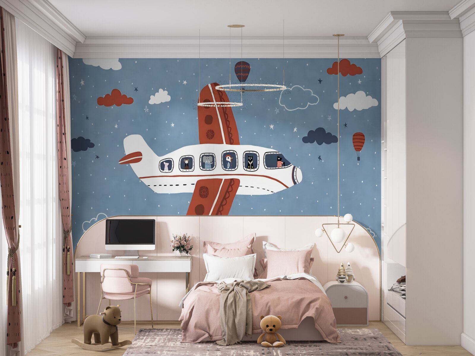 Fototapeta zwierzęta wyglądają przez okna samolotu