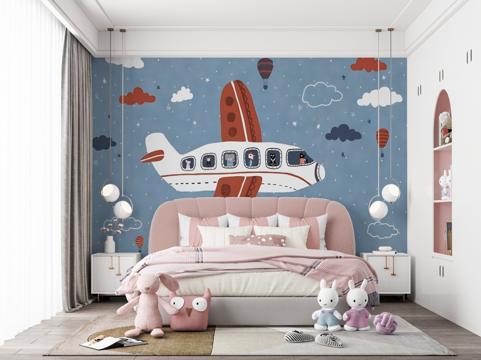 Fototapeta zwierzęta wyglądają przez okna samolotu