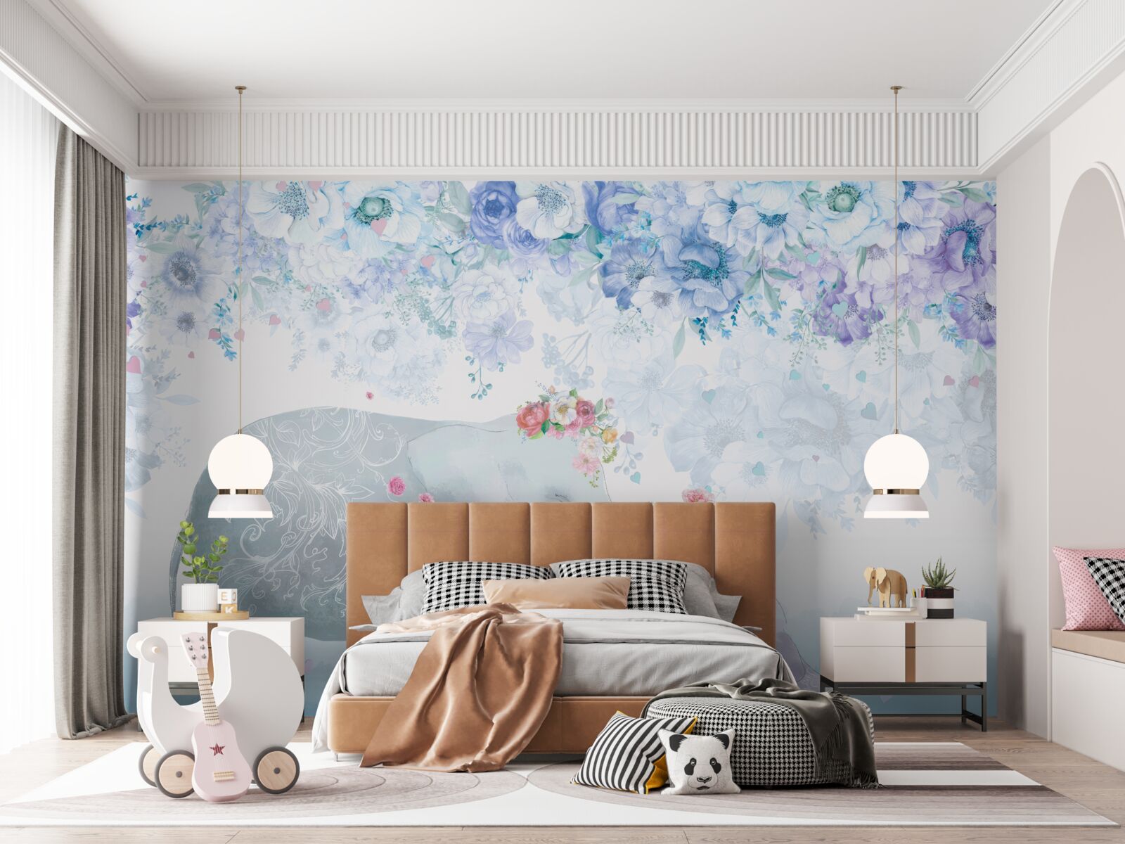 Fototapeta słoń z dzieckiem wśród kwiatów