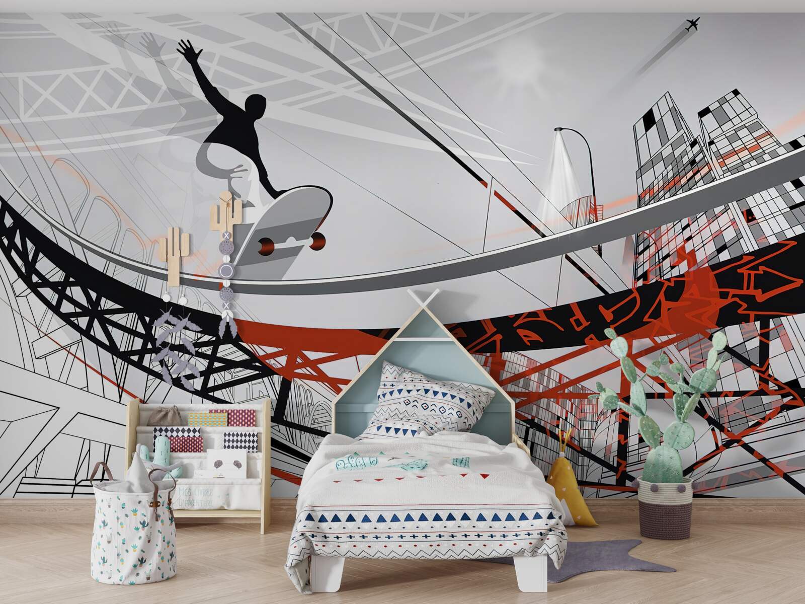 Fototapeta młody mężczyzna jeździ na deskorolce