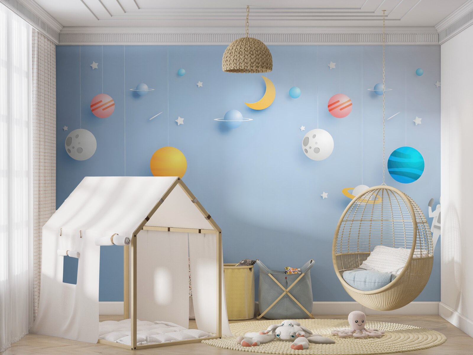 Fototapeta astronauta otoczony planetami