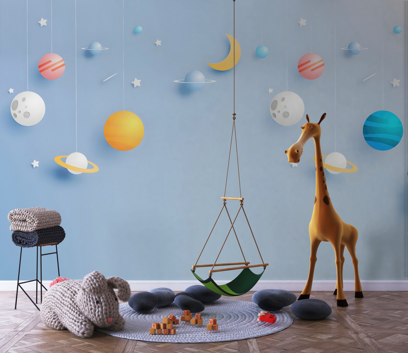 Fototapeta astronauta otoczony planetami