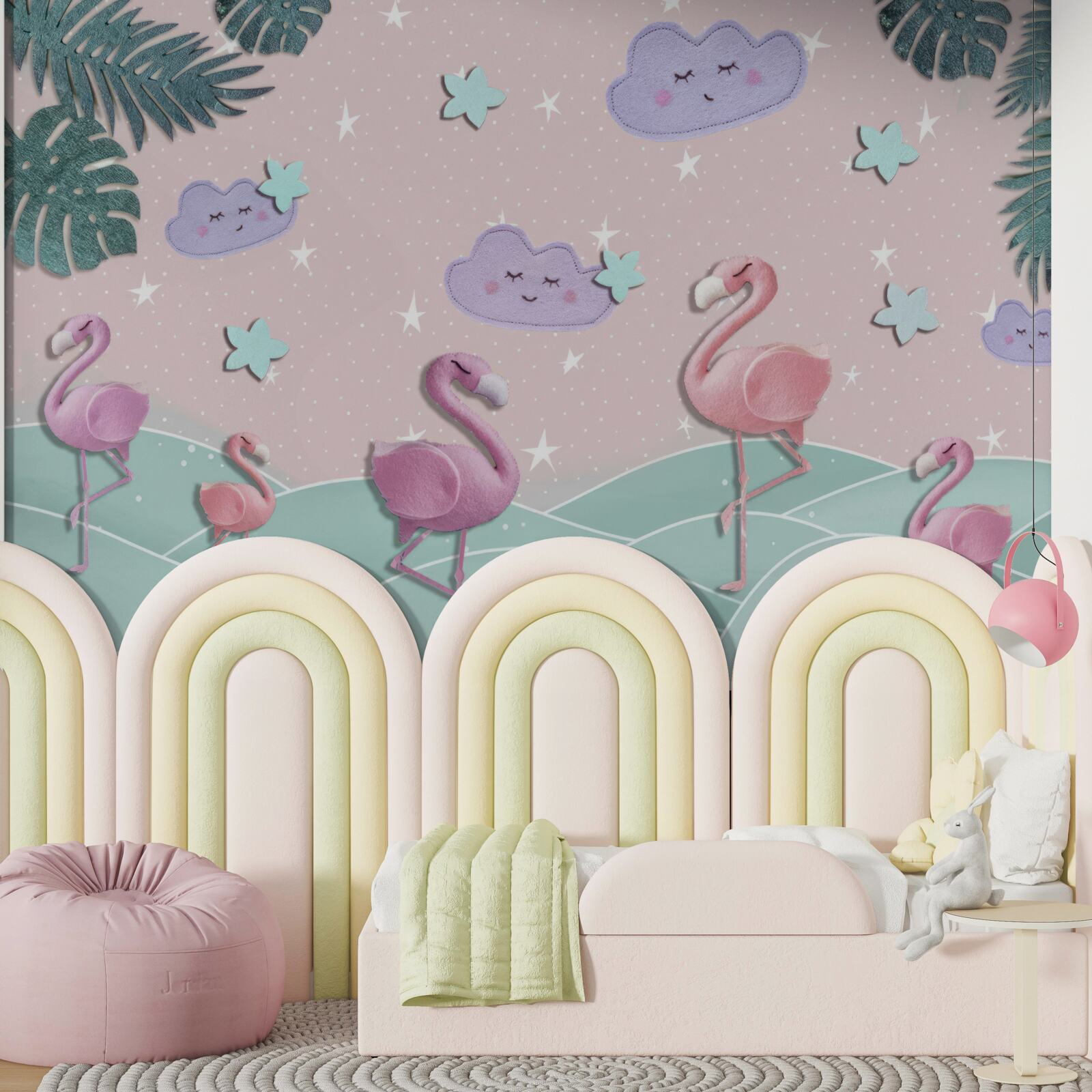 Fototapeta różowe flamingi balansują na jednej nodze