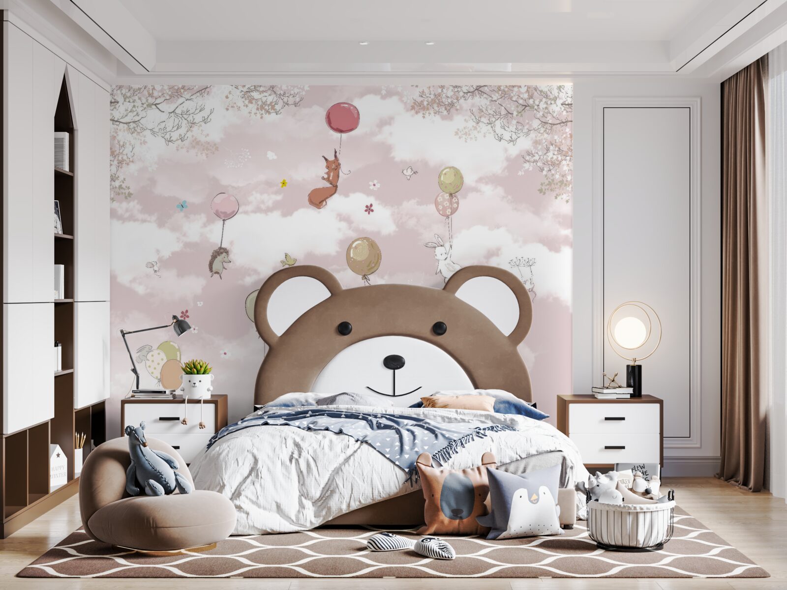 Fototapeta zwierzęta latają trzymając balony