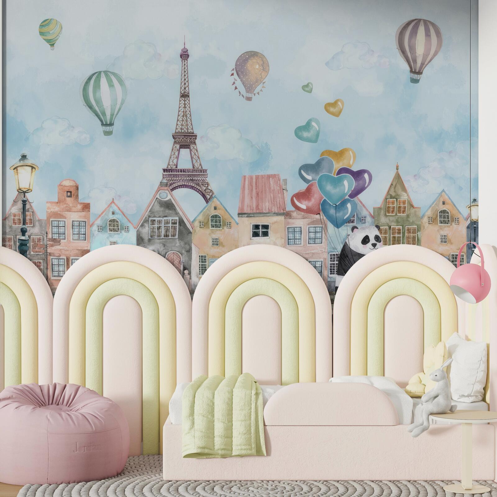 Fototapeta panda jedzie na rowerze po paryżu