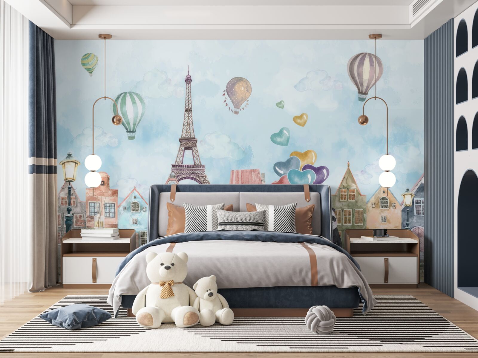 Fototapeta panda jedzie na rowerze po paryżu