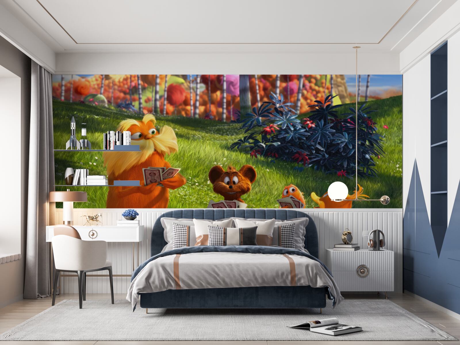 Fototapeta na leśnej polanie zwierzęta z zapałem grają w karty