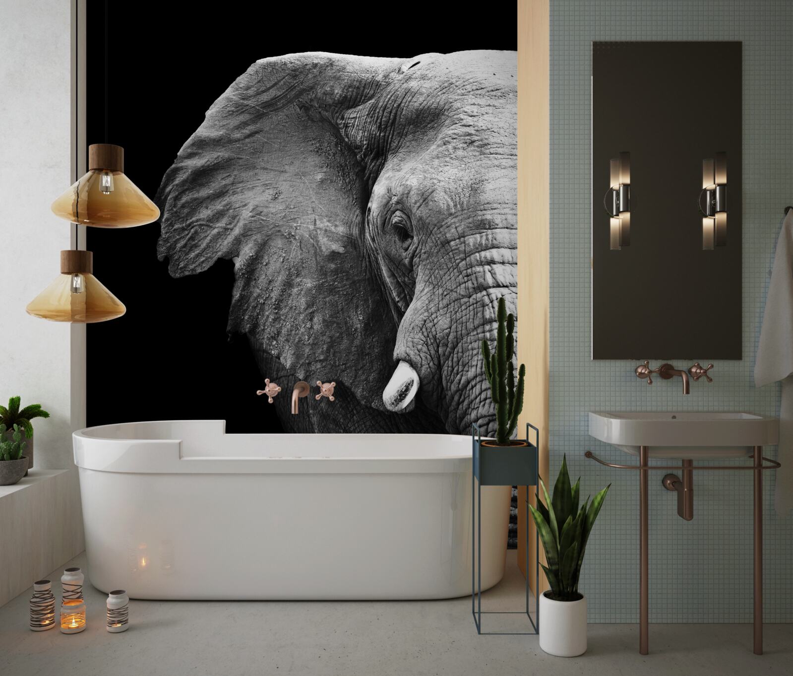 Fototapeta zbliżenie słonia na czarnym tle