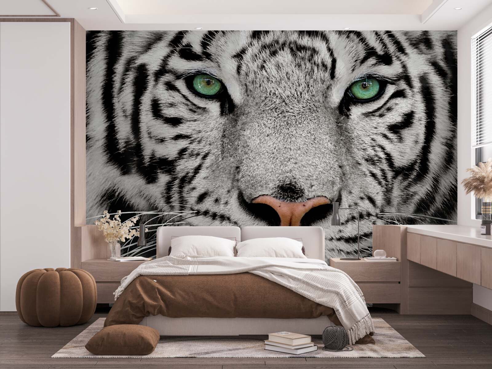 Fototapeta biały tygrys z bliskiej odległości