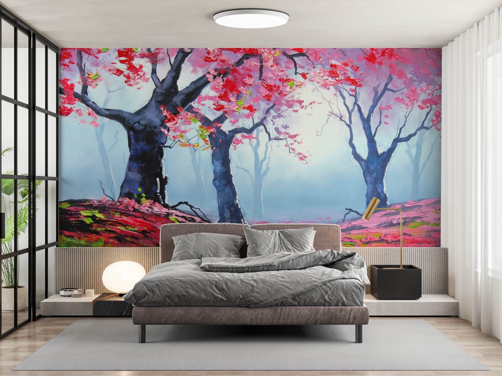 Fototapeta las w jesiennej mgle