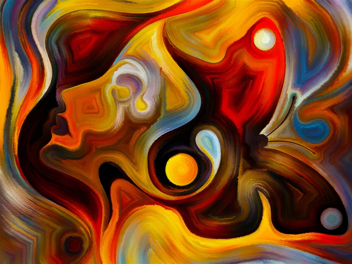 Fototapeta sylwetka dziewczynki i motyla w jasnych kolorach