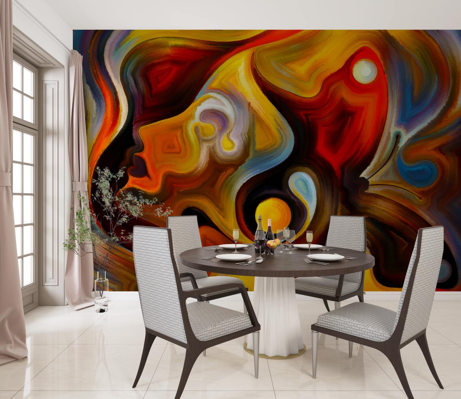 Fototapeta sylwetka dziewczynki i motyla w jasnych kolorach