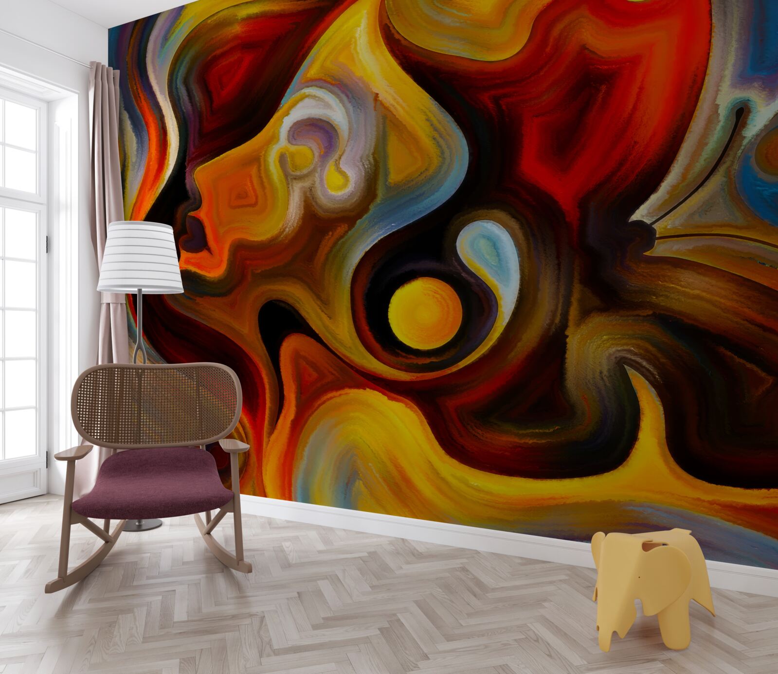 Fototapeta sylwetka dziewczynki i motyla w jasnych kolorach