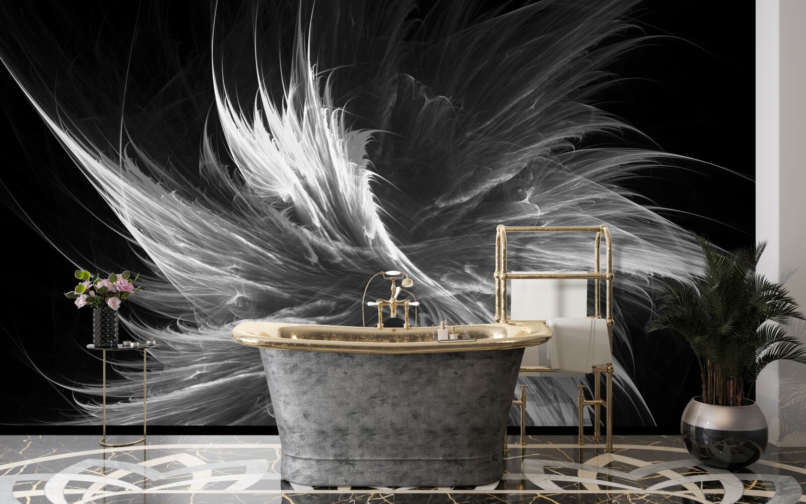 Fototapeta czarne tło na tle olśniewających plam