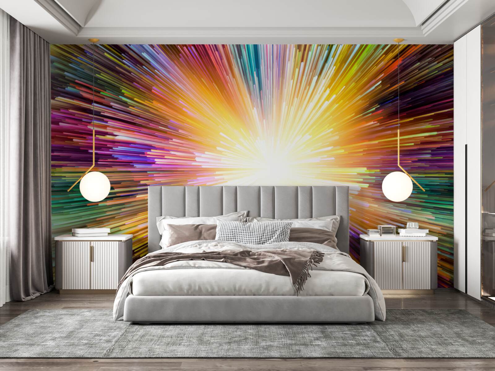 Fototapeta jasne błyski w różnych kolorach