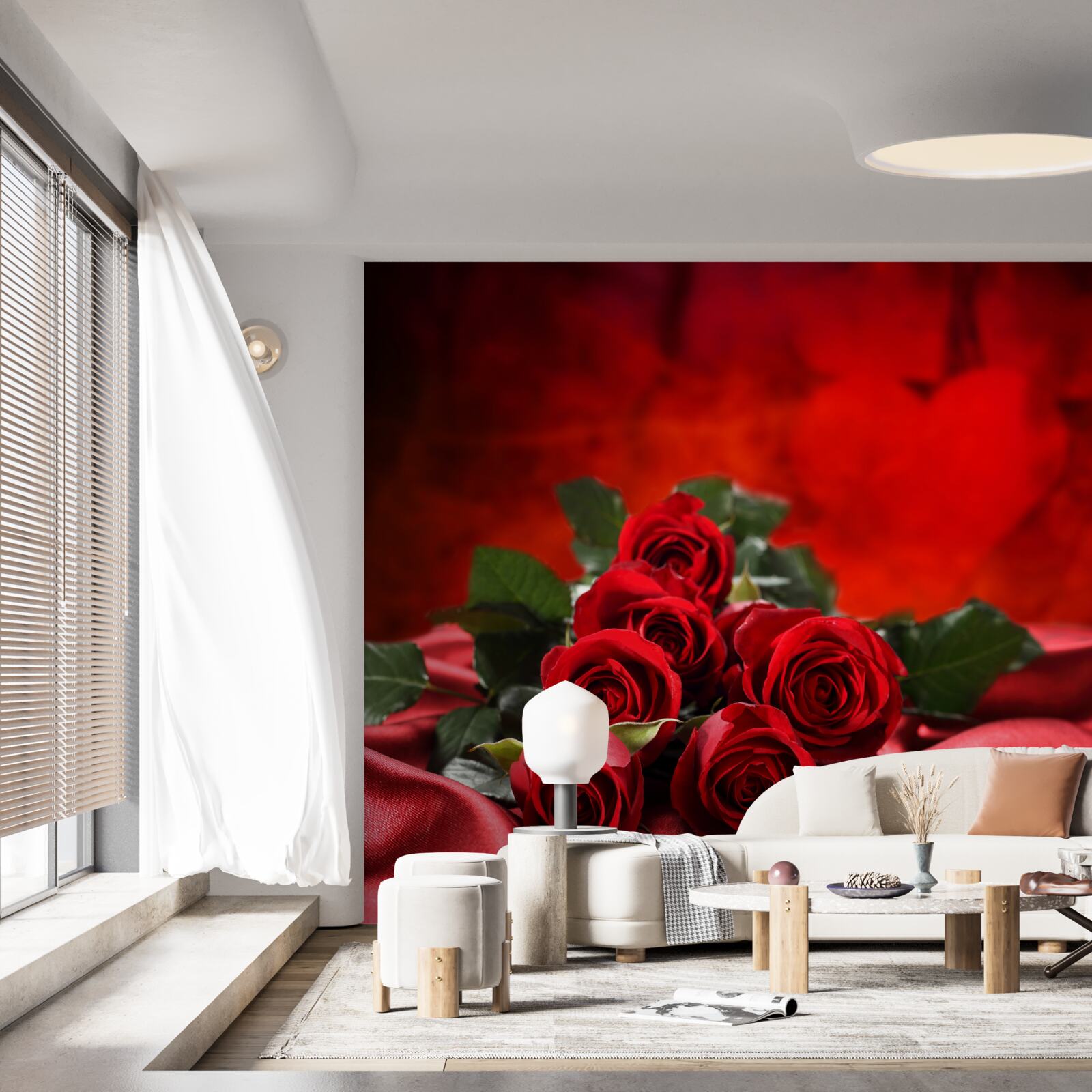 Fototapeta szkarłatne róże na bordowej satynie