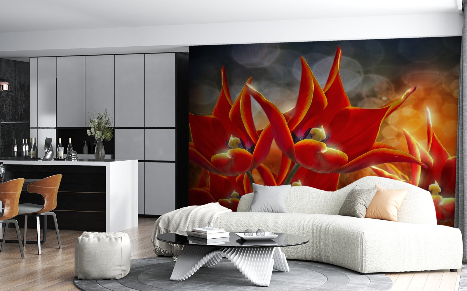 Fototapeta duże szkarłatne kwiaty