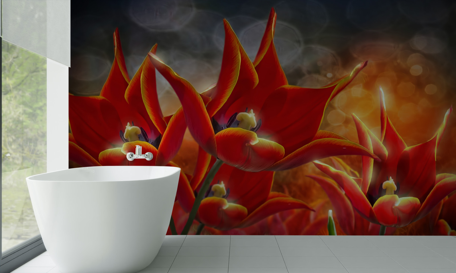 Fototapeta duże szkarłatne kwiaty