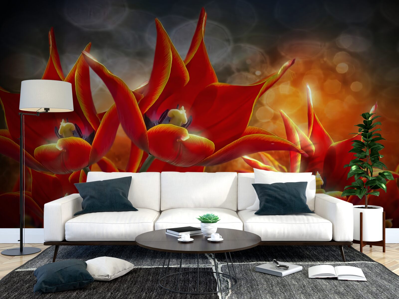 Fototapeta duże szkarłatne kwiaty