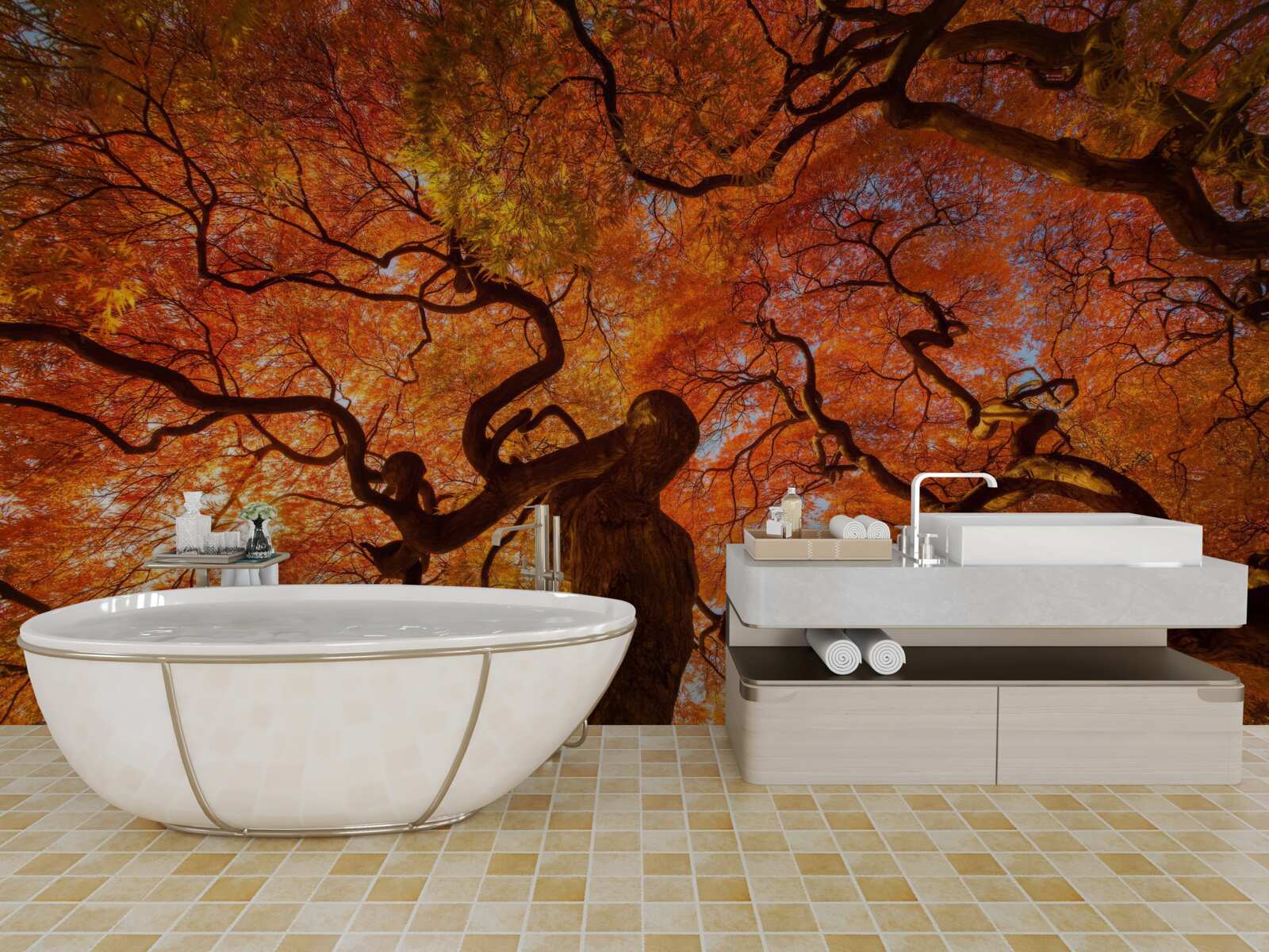 Fototapeta widok z dołu na drzewo jesienią