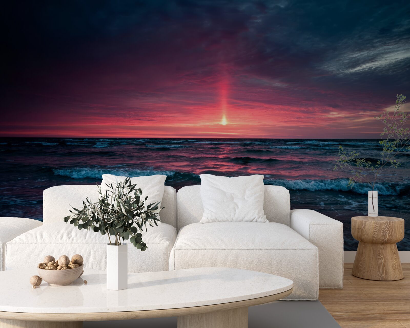 Fototapeta słońce zachodzi poniżej horyzontu morza