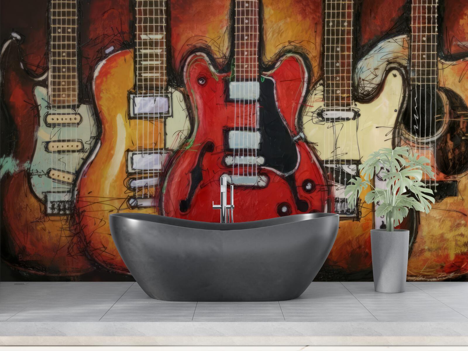 Fototapeta gitary o różnych wzorach