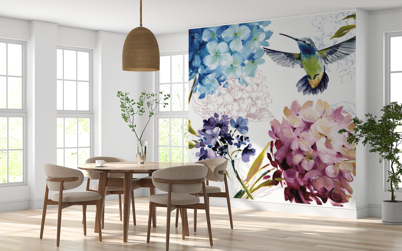 Fototapeta koliber przedstawiony wśród kwiatów