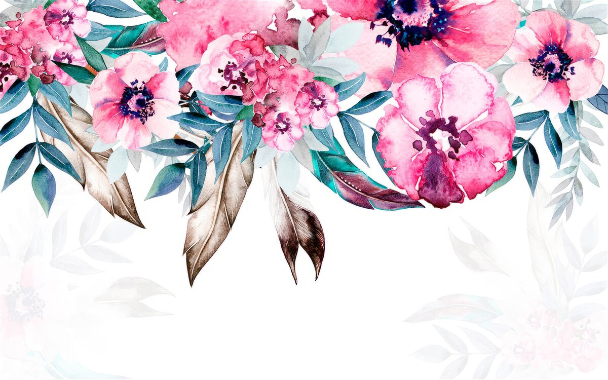 Fototapeta kwiaty pomalowane w odcieniach różu