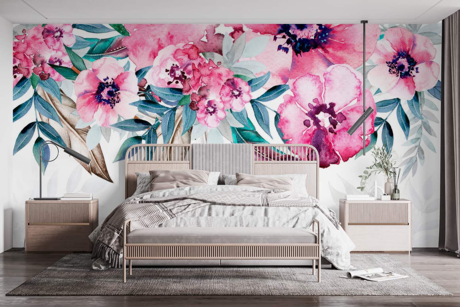 Fototapeta kwiaty pomalowane w odcieniach różu