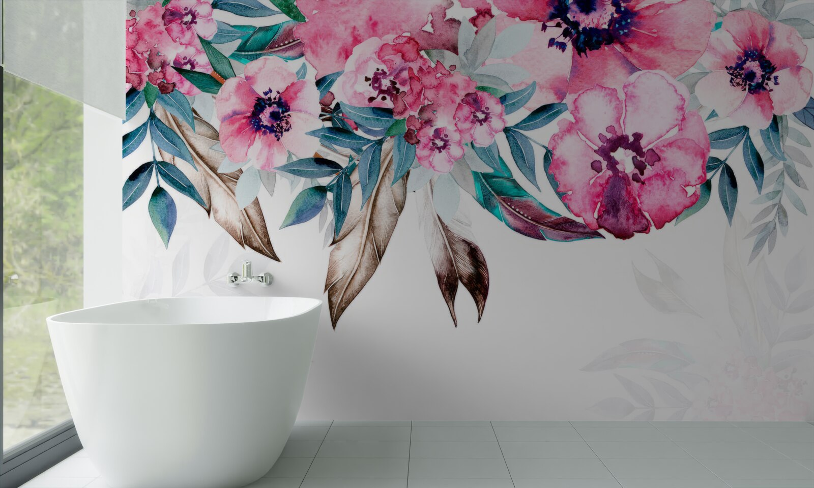 Fototapeta kwiaty pomalowane w odcieniach różu